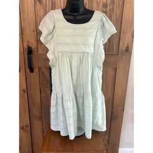 Hailey & Co Mint Green Flutter Sleeve Tiered Babydoll Dress ID6218 Cotton M